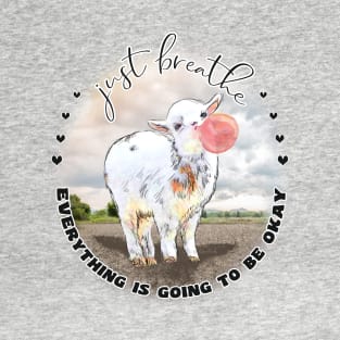Cute Baby Goat Bubblegum Just Breathe T-Shirt